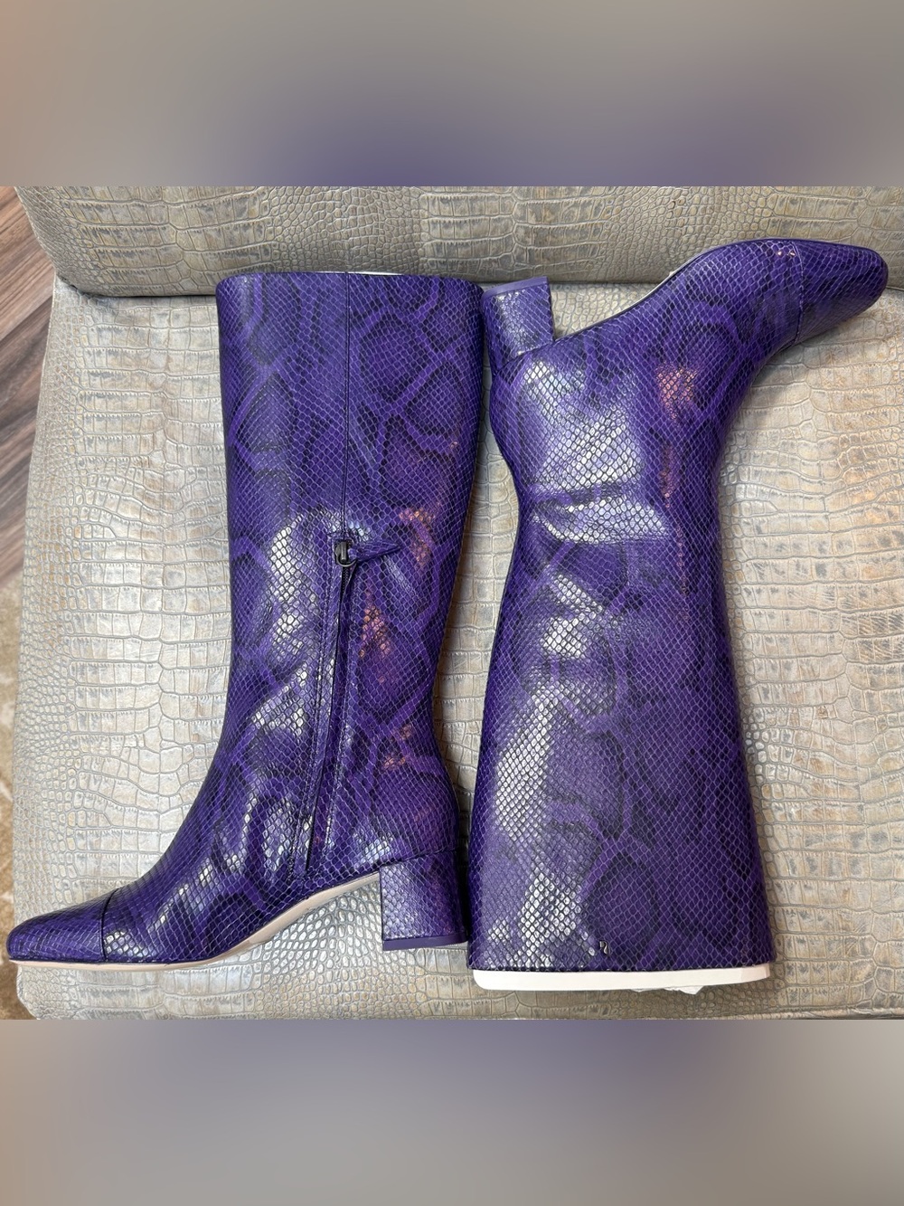 Larroude Edie Python Embossed Boot - Picture 5 of 9